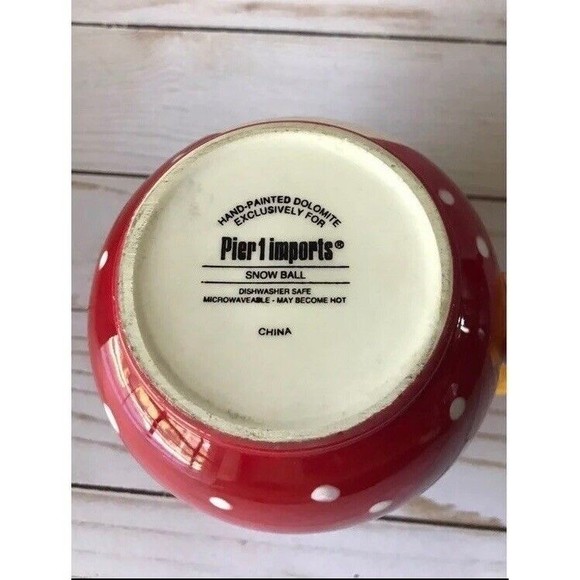 Pier 1 Imports Coffee Mug Cup 16 oz Christmas Snowman Holiday Snowball - Picture 3 of 6